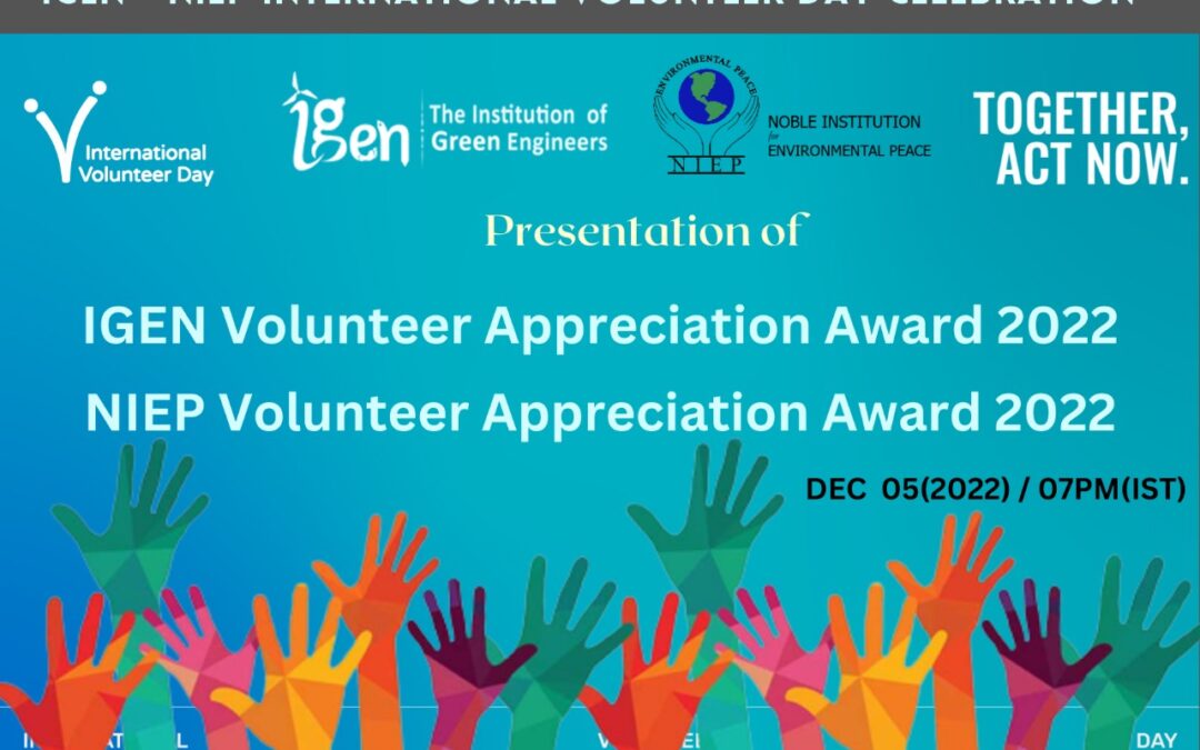 Presentation of IGEN-NIEP Volunteer Appreciation Award 2022 at IGEN-NIEP UN International Volunteer Day Celebration 2022