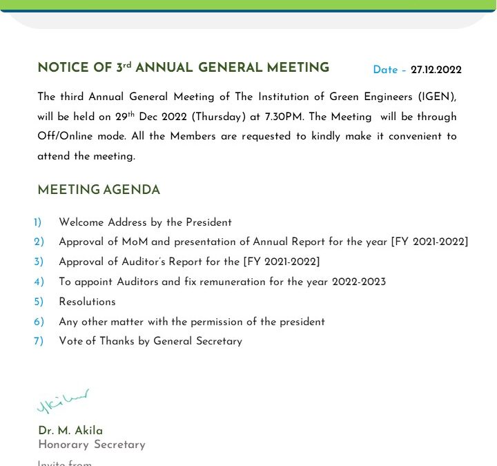 Notice of IGEN Annual General Meeting 2022