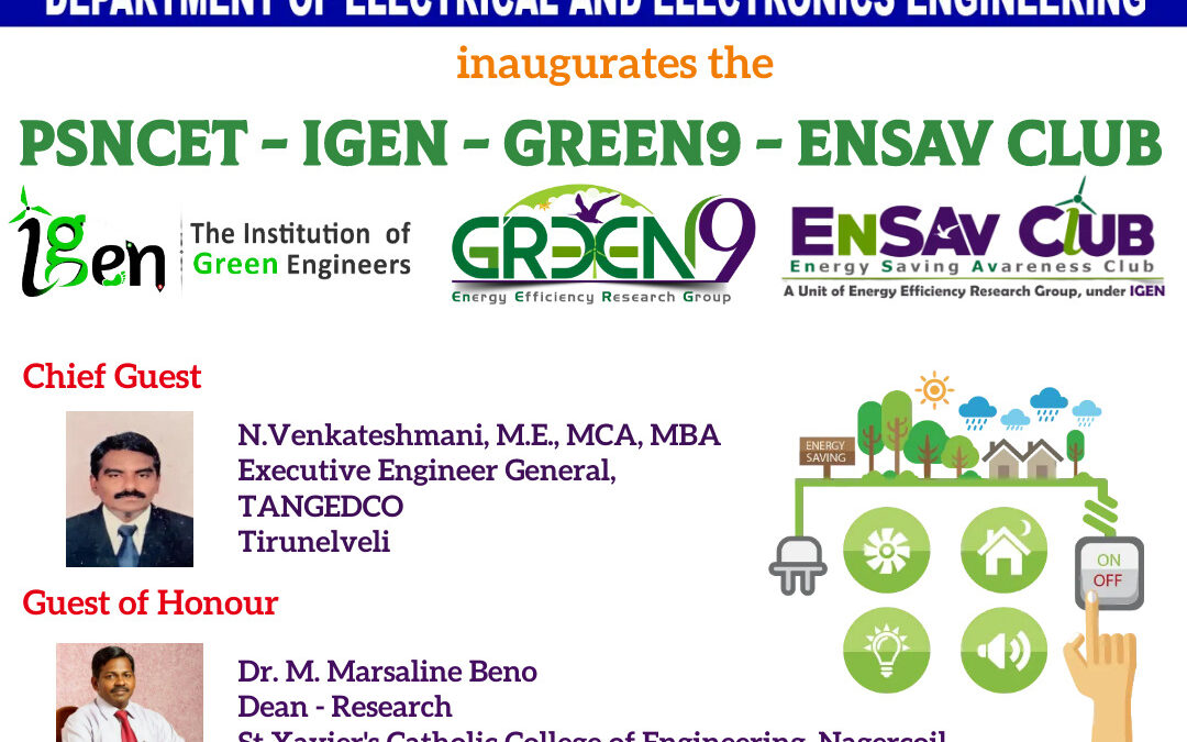 Invitation to participate in the inauguration of IGEN-GREEN9ENSAVCLUB at PSN COLLEGE OF ENGINEERING AND TECHNOLOGY